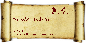 Melkó Iván névjegykártya