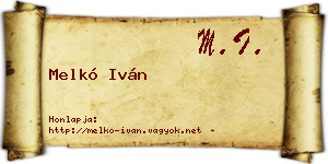 Melkó Iván névjegykártya